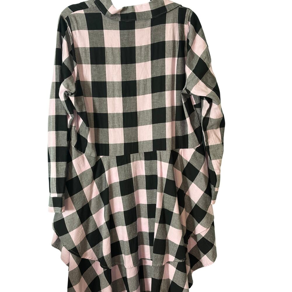 Lane Bryant Embellished Buffalo Plaid Tunic Shirt 14 Sharkbite Hem Cottagecore - Picture 3 of 6